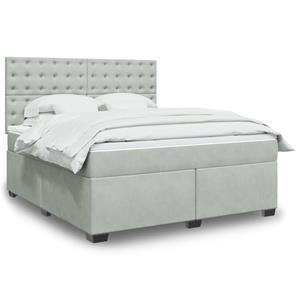 VidaXL Boxspring met matras fluweel lichtgrijs 180x200 cm