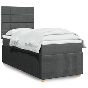 VidaXL Boxspring met matras stof donkergrijs 90x190 cm