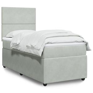 VidaXL Boxspring met matras fluweel lichtgrijs 90x190 cm