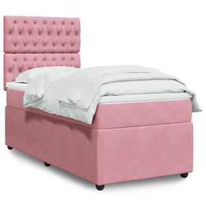 VidaXL Boxspring met matras fluweel roze 100x200 cm