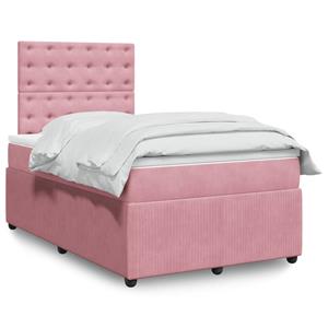 VidaXL Boxspring met matras fluweel roze 120x200 cm