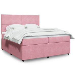 VidaXL Boxspring met matras fluweel roze 200x200 cm