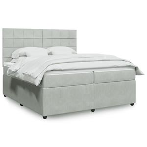 VidaXL Boxspring met matras fluweel lichtgrijs 200x200 cm