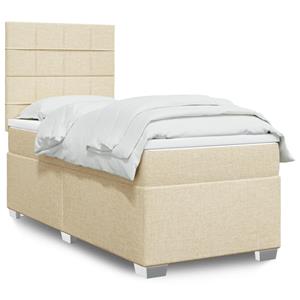 VidaXL Boxspring met matras stof crèmekleurig 80x200 cm