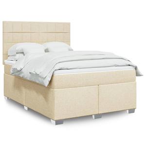 VidaXL Boxspring met matras stof crèmekleurig 160x200 cm