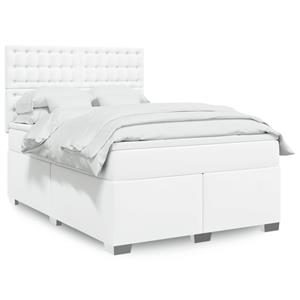 VidaXL Boxspring met matras kunstleer wit 140x190 cm