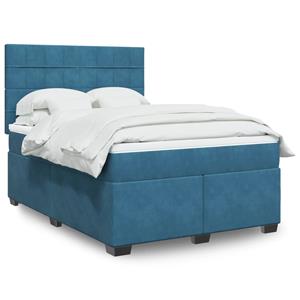 VidaXL Boxspring met matras fluweel blauw 140x200 cm