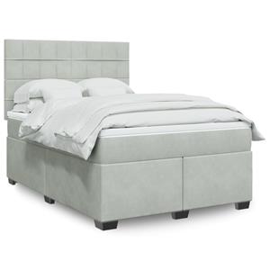 VidaXL Boxspring met matras fluweel lichtgrijs 160x200 cm