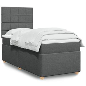 VidaXL Boxspring met matras stof donkergrijs 100x200 cm