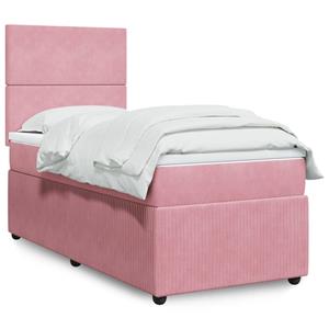 VidaXL Boxspring met matras fluweel roze 100x200 cm