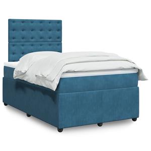 VidaXL Boxspring met matras fluweel blauw 120x200 cm