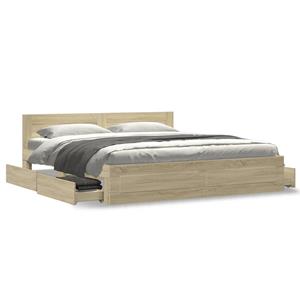 VidaXL Bedframe met hoofdeinde bewerkt hout sonoma eiken 180x200 cm