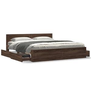 VidaXL Bedframe met hoofdeinde bewerkt hout bruineikenkleur 180x200 cm