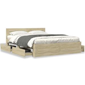 VidaXL Bedframe met hoofdbord sonoma eikenkleurig 160x200 cm