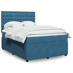 VidaXL Boxspring met matras fluweel blauw 160x200 cm