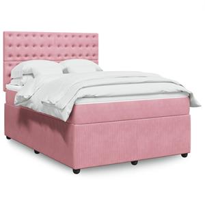 VidaXL Boxspring met matras fluweel roze 160x200 cm