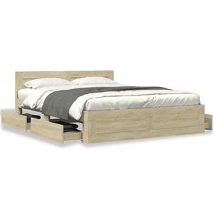 VidaXL Bedframe met hoofdeinde bewerkt hout sonoma eiken 150x200 cm