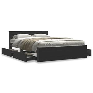 VidaXL Bedframe met hoofdbord bewerkt hout zwart 120x200 cm