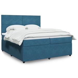 VidaXL Boxspring met matras fluweel blauw 200x200 cm