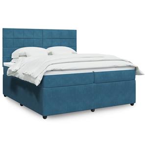 VidaXL Boxspring met matras fluweel blauw 200x200 cm