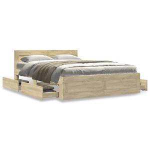 VidaXL Bedframe met hoofdeinde bewerkt hout sonoma eiken 140x190 cm