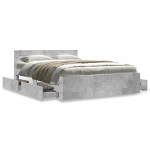 VidaXL Bedframe met hoofdeinde bewerkt hout betongrijs 135x190 cm