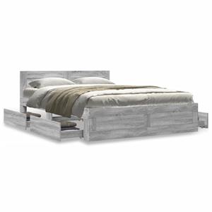 VidaXL Bedframe met hoofdeinde grijs sonoma eiken 135x190 cm