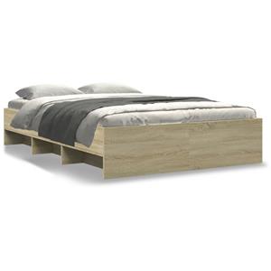 VidaXL Bedframe bewerkt hout sonoma eikenkleurig 135x190 cm