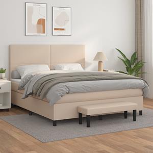 VidaXL Boxspring met matras kunstleer cappuccinokleurig 160x200 cm