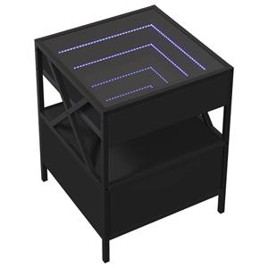 vidaXL Salontafel met Infinity LED 40x40x51 cm zwart