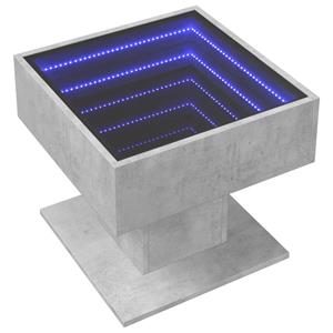 vidaXL Salontafel met LED 50x50x45 cm bewerkt hout betongrijs