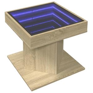 vidaXL Salontafel met LED 50x50x45 cm bewerkt hout sonoma eikenkleurig