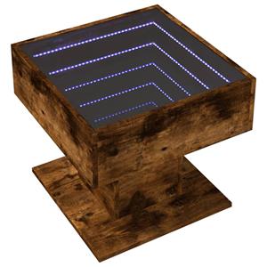 vidaXL Salontafel met LED 50x50x45 cm bewerkt hout gerookt eikenkleur