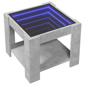 vidaXL Salontafel met LED 53x53x45 cm bewerkt hout betongrijs