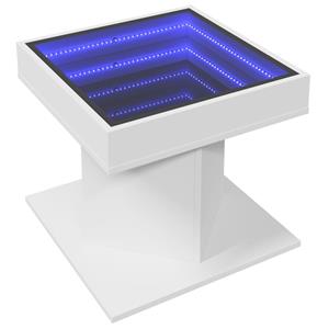 vidaXL Salontafel met LED 50x50x45 cm bewerkt hout wit