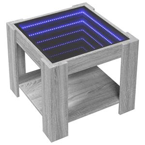 vidaXL Salontafel met LED 53x53x45 cm bewerkt hout grijs sonoma eiken