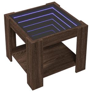 vidaXL Salontafel met LED 53x53x45 cm bewerkt hout bruin eikenkleurig