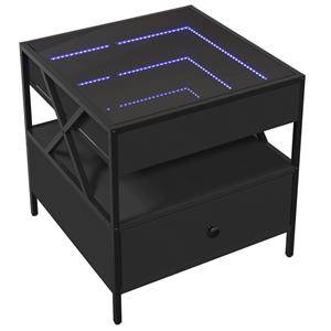 vidaXL Salontafel met Infinity LED 50x50x51 cm zwart