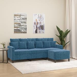 VidaXL Driezitsbank met voetenbank 180 cm fluweel blauw