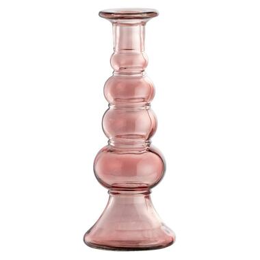 Leen Bakker Kandelaar Charly roze glas 22xØ9 cm