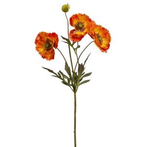 Leen Bakker Kunstbloem Poppy spray - oranje - 68 cm