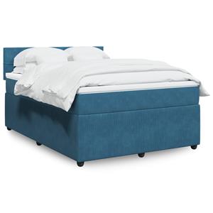 VidaXL Boxspring met matras fluweel blauw 160x200 cm