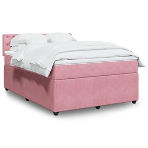 VidaXL Boxspring met matras fluweel roze 160x200 cm