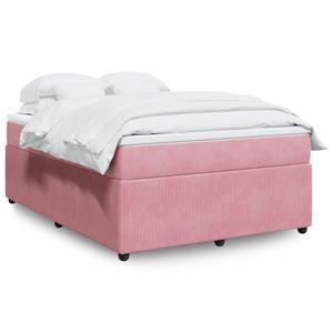 VidaXL Boxspring met matras fluweel roze 140x190 cm