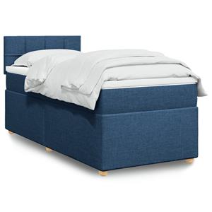 VidaXL Boxspring met matras stof blauw 90x200 cm