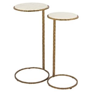 Richmond Interiors Richmond Bijzettafel Scofieldset Marmer, Set van 2 stuks - Wit