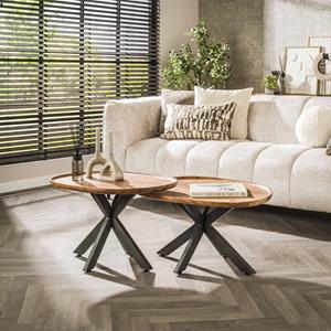 LifestyleFurn Organische Salontafel Cortnie Acaciahout, Set van 2 stuks - Massief acacia naturel