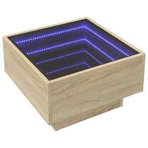 vidaXL Salontafel met LED 50x50x30 cm bewerkt hout sonoma eikenkleurig