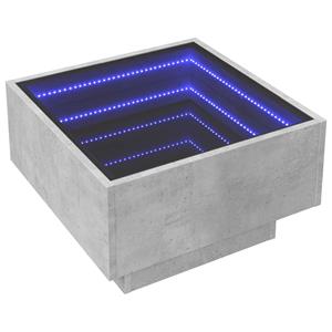 vidaXL Salontafel met LED 50x50x30 cm bewerkt hout betongrijs