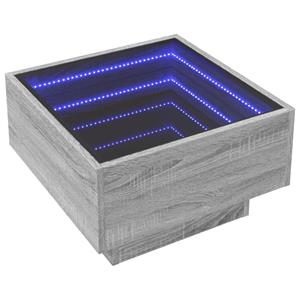 vidaXL Salontafel met LED 50x50x30 cm bewerkt hout grijs sonoma eiken